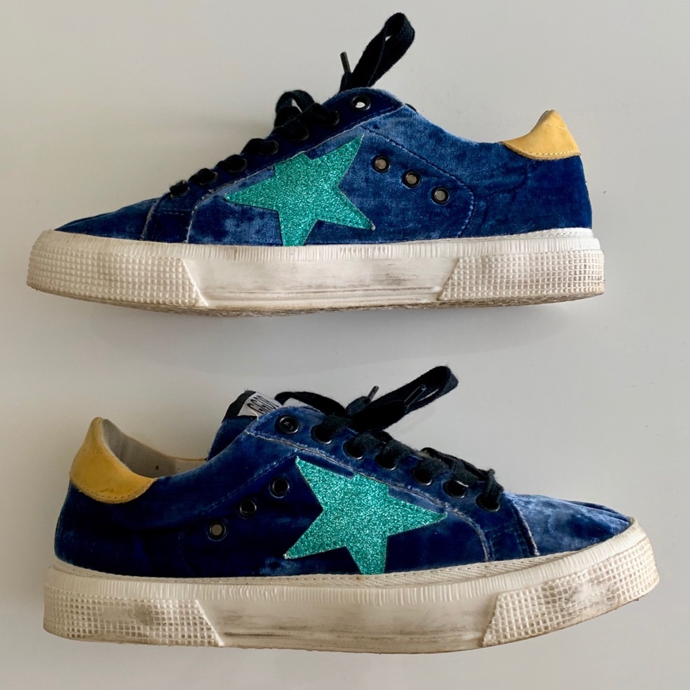 Golden Goose Velvet Blue Glitter May Sneakers